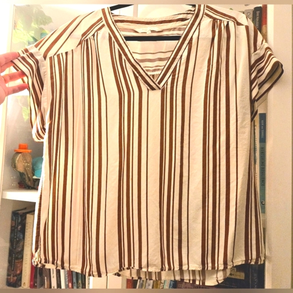 Part Two Copenhagen Sustainable Vertical Striped V-Neck Blouse